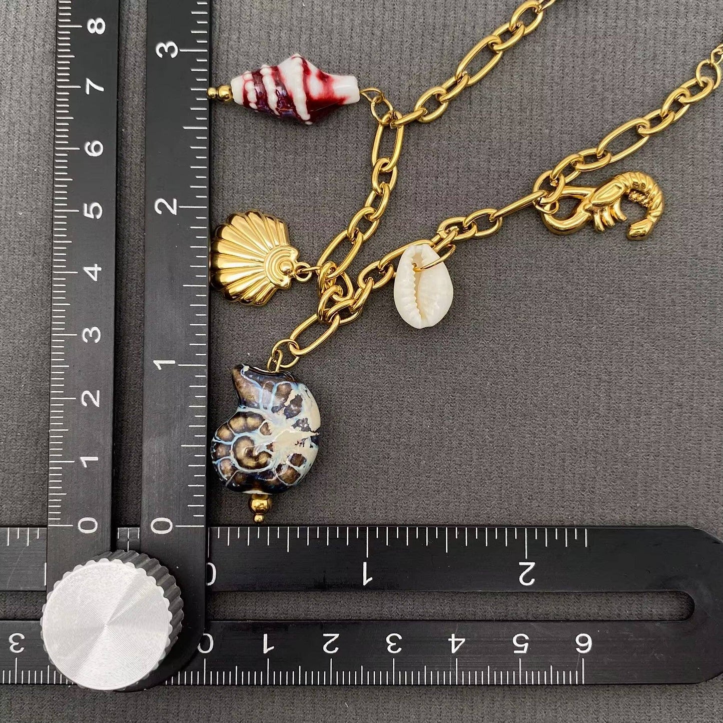 Conch & Shell & Lobster Charm 18K Golden SS Bracelets - FGS