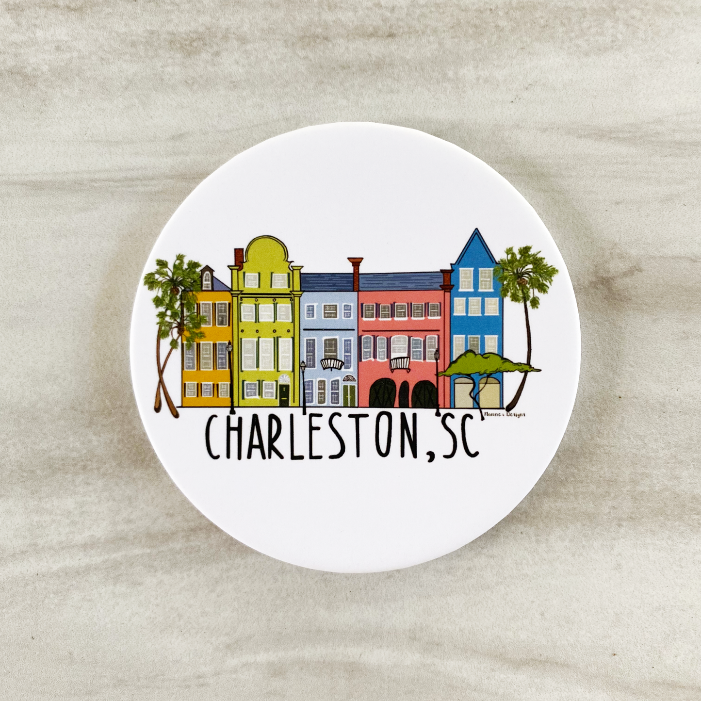 Rainbow Row Charleston Coaster