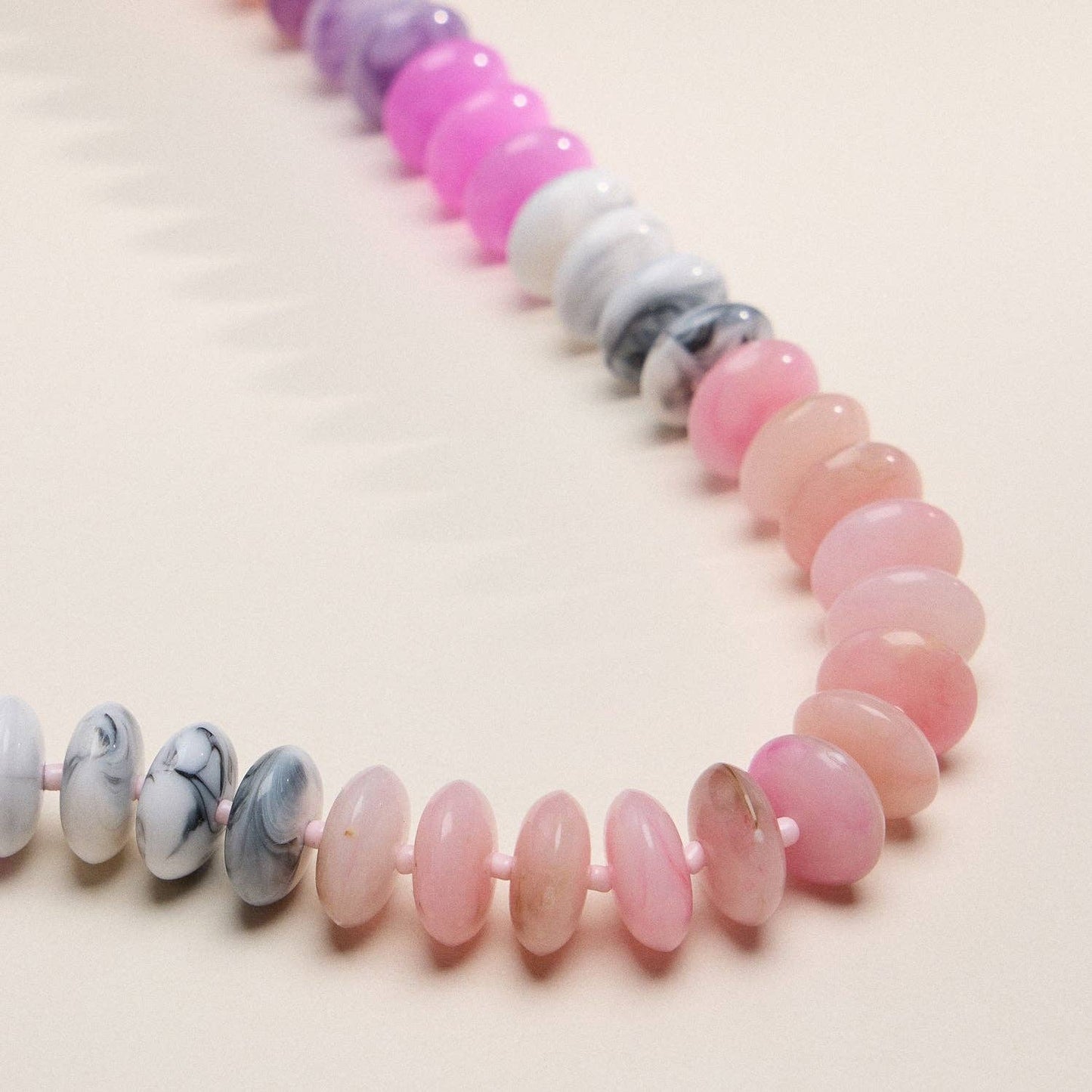 Ombre Resin Bead Necklace with Oval Disk Shapes