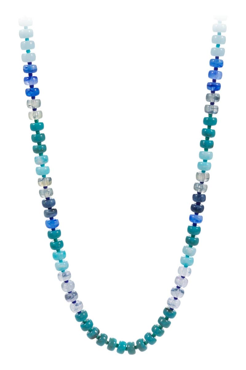 Flat Round Resin Beads Ombre Mixed Short Necklace