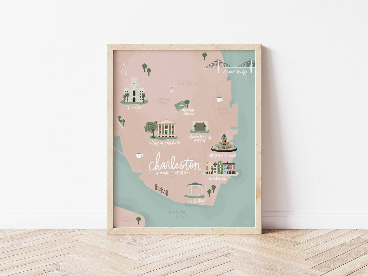 Charleston, SC Illustrated Map Print