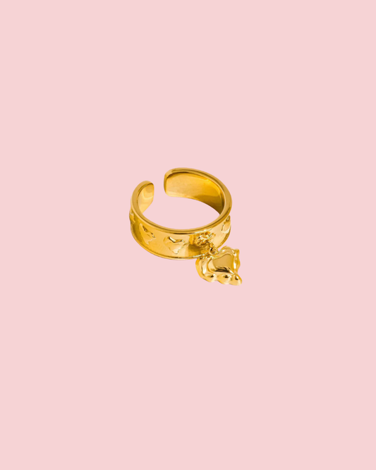 Alexia 18K Gold Non-Tarnish Multi Heart Dangle Ring