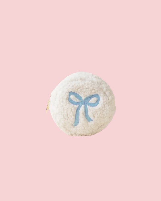 Teddy Pouch-Circle Bow Blue