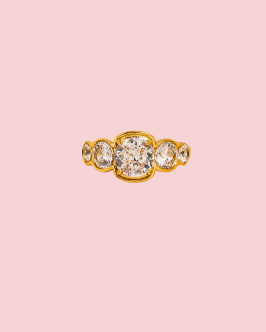 Irid 18K Gold Non-Tarnish Multi CZ Statement Ring
