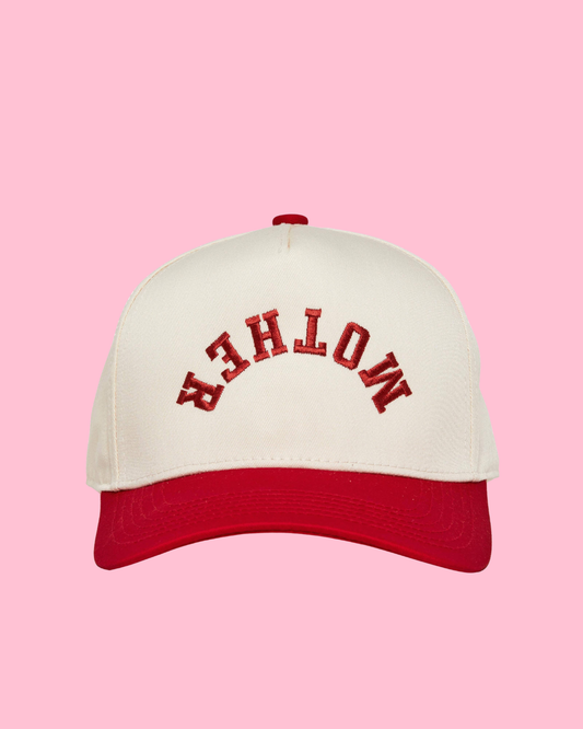 Two Tone Cap - Mother (Upside Down) - Red/Beige
