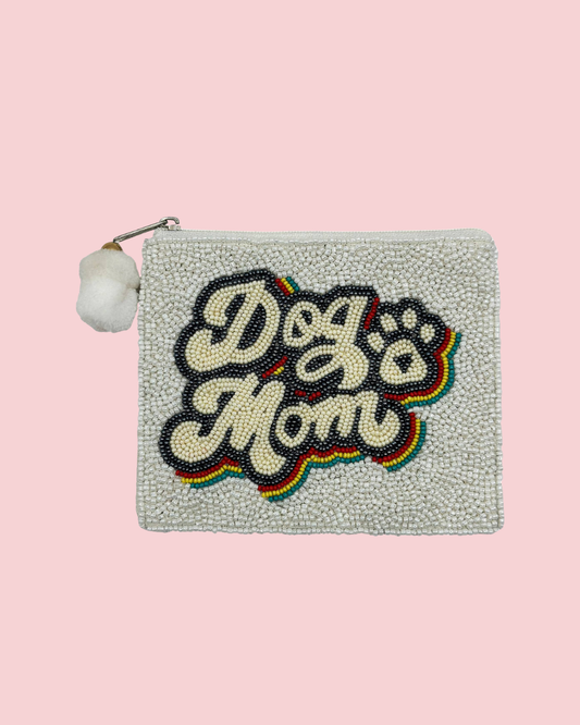 DOG MOM BEADED COIN POUCH