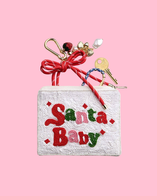 SANTA BABY Message Seed Beaded Mini Pouch Bag
