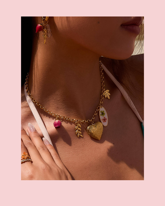 Lantana 18K Gold Non-Tarnish Vintage Locket Charm Necklace