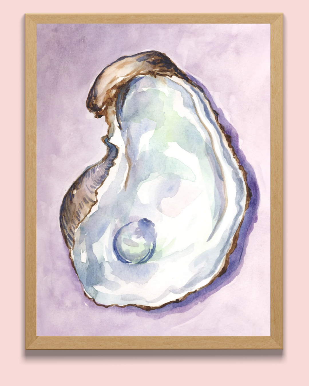 Oyster Watercolor Art Print Purple
