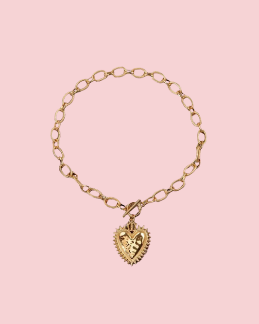 Spiked Heart Chain Necklace
