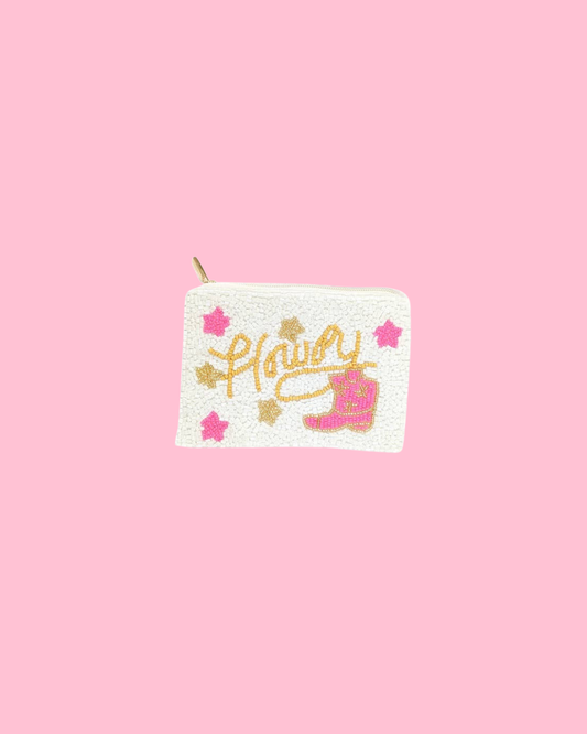 Ladies Howdy Themed Beaded Coin Purse