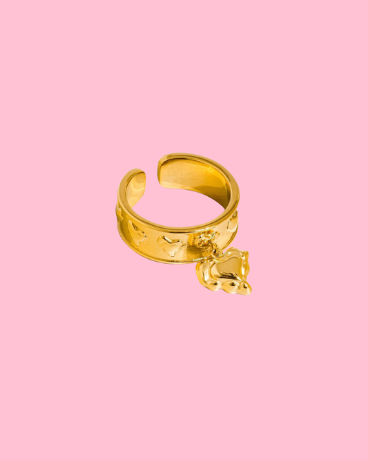 Alexia 18K Gold Non-Tarnish Multi Heart Dangle Ring