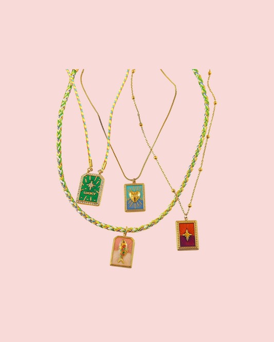 Vintage 18K Steel Tarot Card Pendant Necklace_CWMM8814