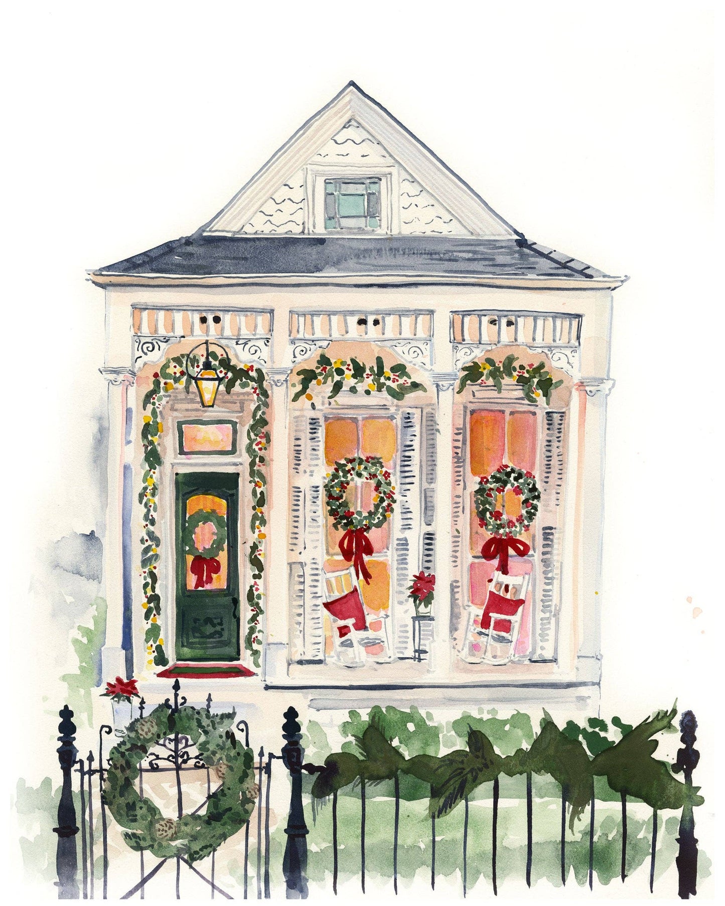 Christmas Porch Art Print
