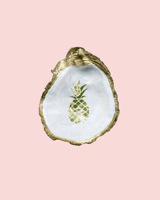 Golden Pineapple Oyster Shell Ring Dish