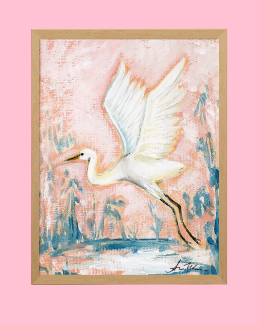 Rosemary White Egret Art Print