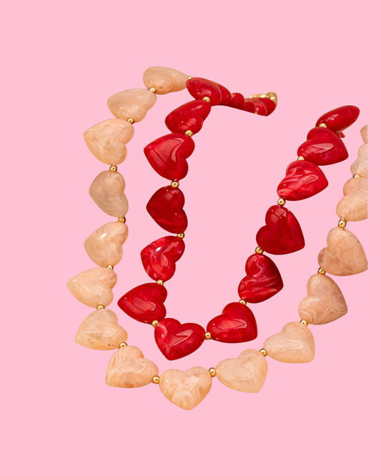 LARGE HEART SHAPE BEADED NECKLACE