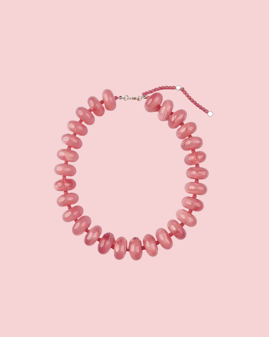 Polished Bead Statement Necklace | Mauve