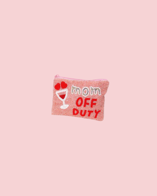 Mom Off Duty Beaded Coin Purse