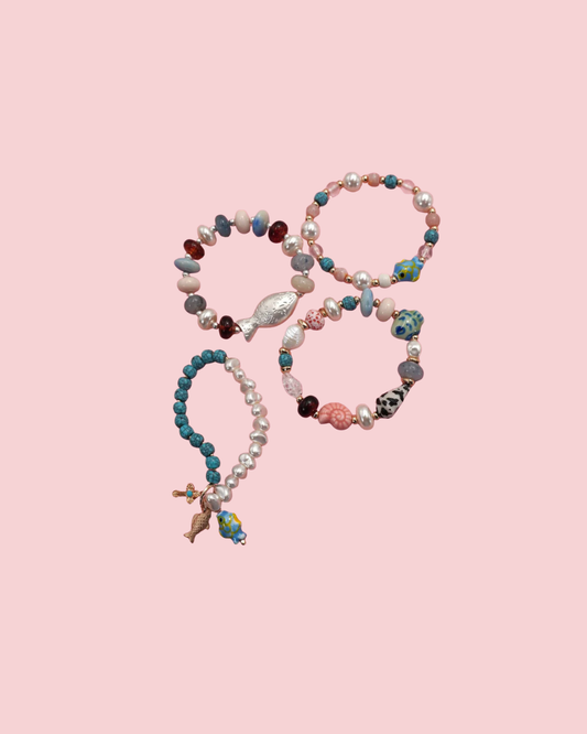 MULTI BEADED PORCELAIN FISH CERAMIC BRACELETS | 80B1365