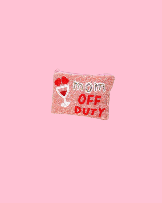 Mom Off Duty Beaded Coin Purse