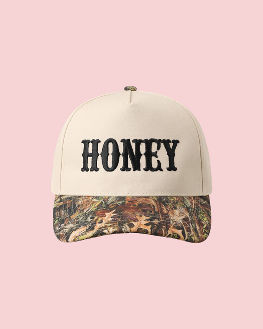 HONEY Lettering Embroidery Camo Two-Tone Cap