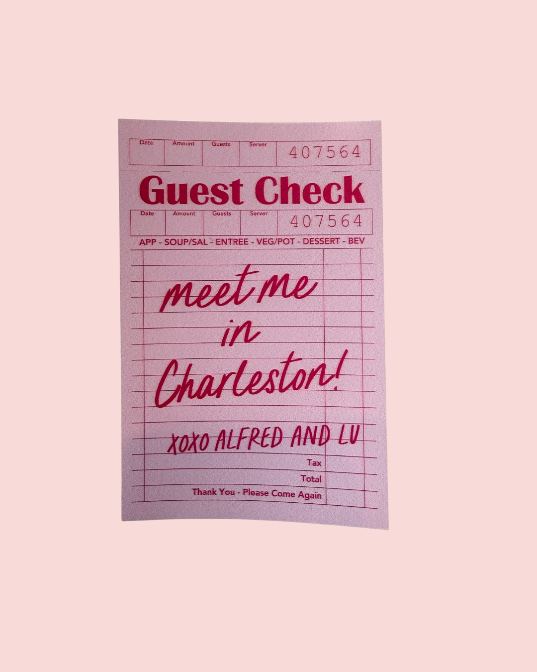 Meet Me In Charleston Guest Check Sticker