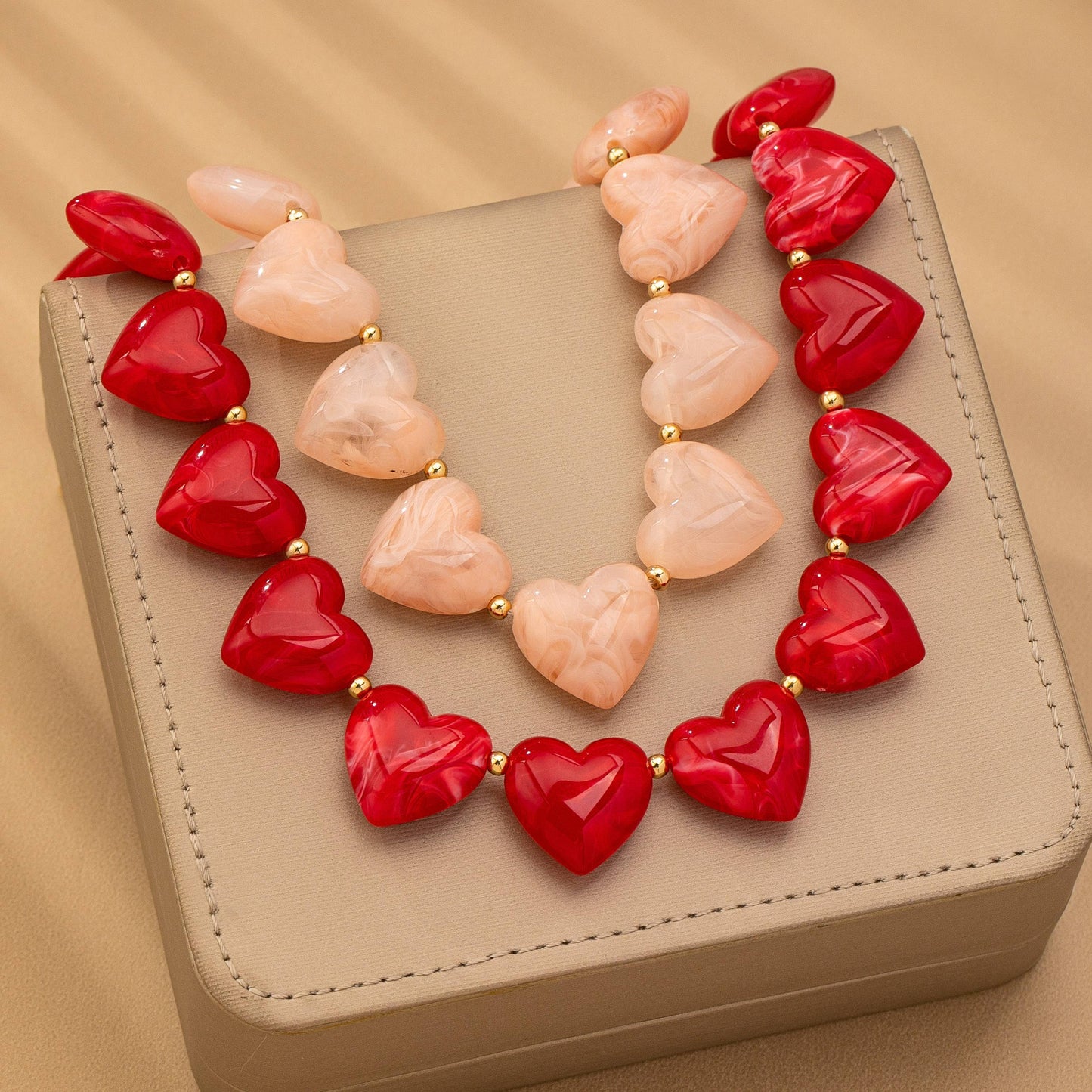 LARGE HEART SHAPE BEADED NECKLACE