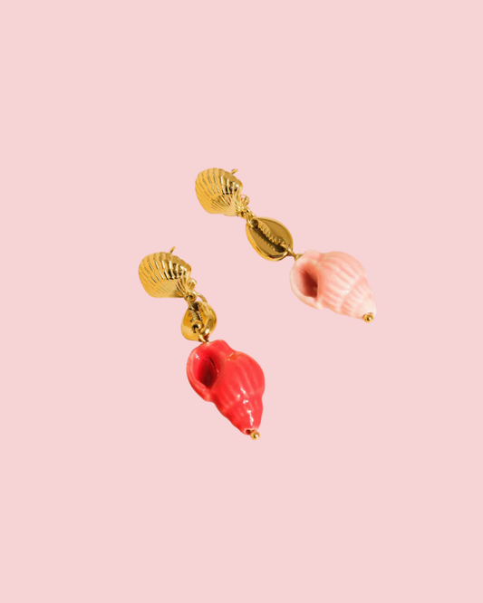 Nessa 18K Gold Non-Tarnish Shells Dangle Earring