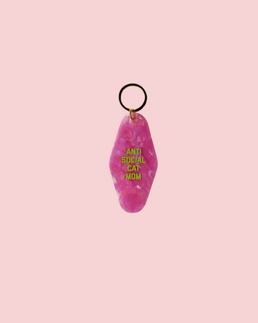 Anti Social Cat Mom Keychain