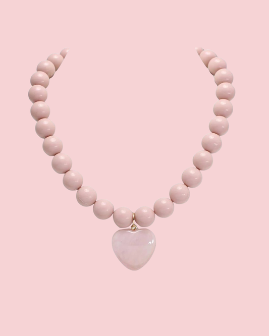HEART CHARM BEADED NECKLACE