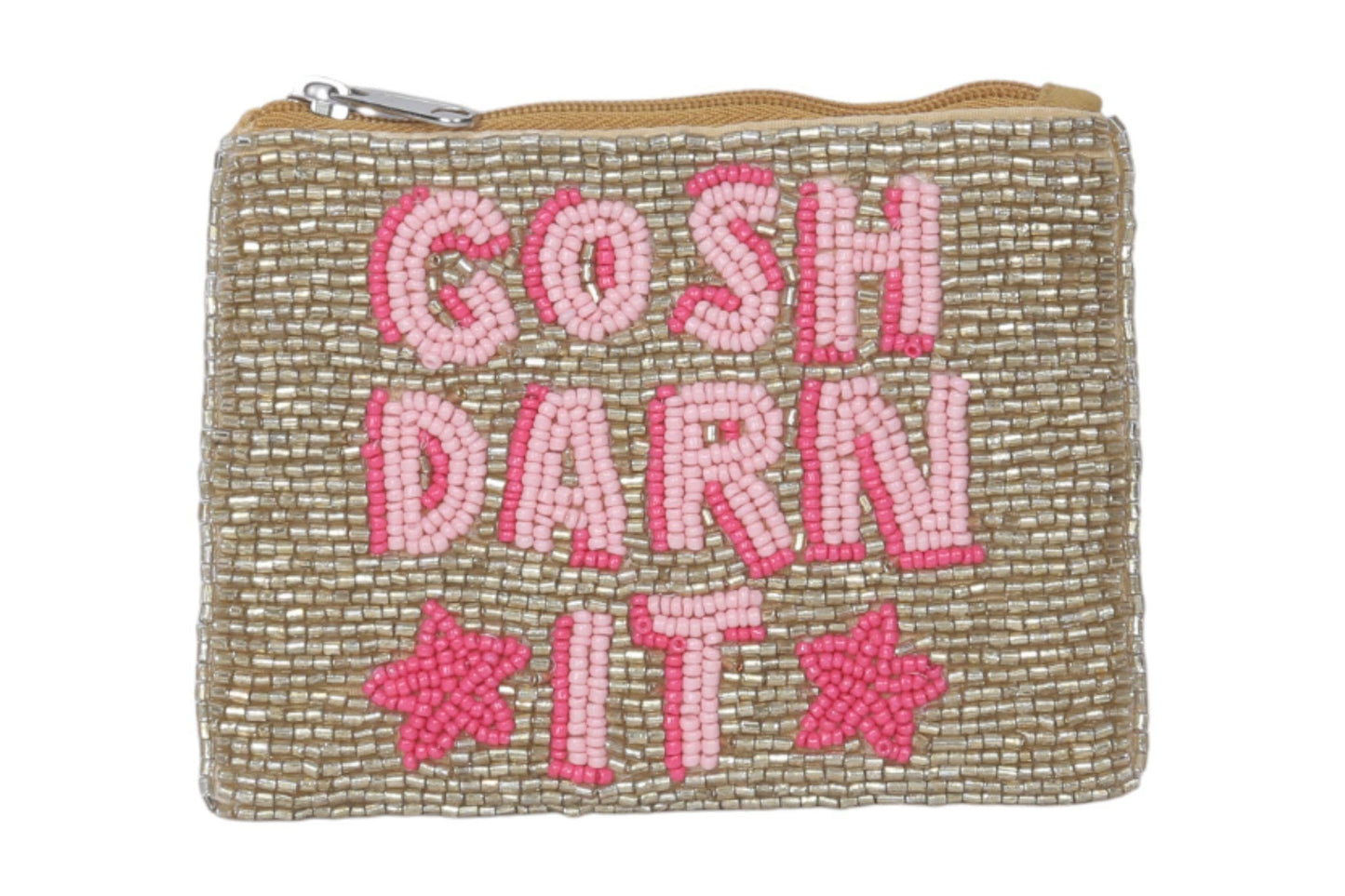 Ladies Gosh Darn It Themed Beaded Coin Purse