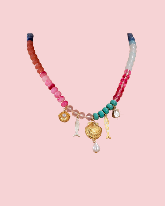 Nautical Multi-Color Beaded Charm Necklace
