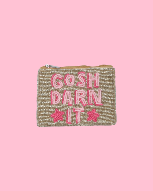 Ladies Gosh Darn It Themed Beaded Coin Purse