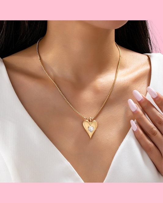 Gold-Tone Heart Pendant Necklace
