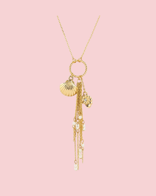 Sea Life Tassel Shell Charm Necklace