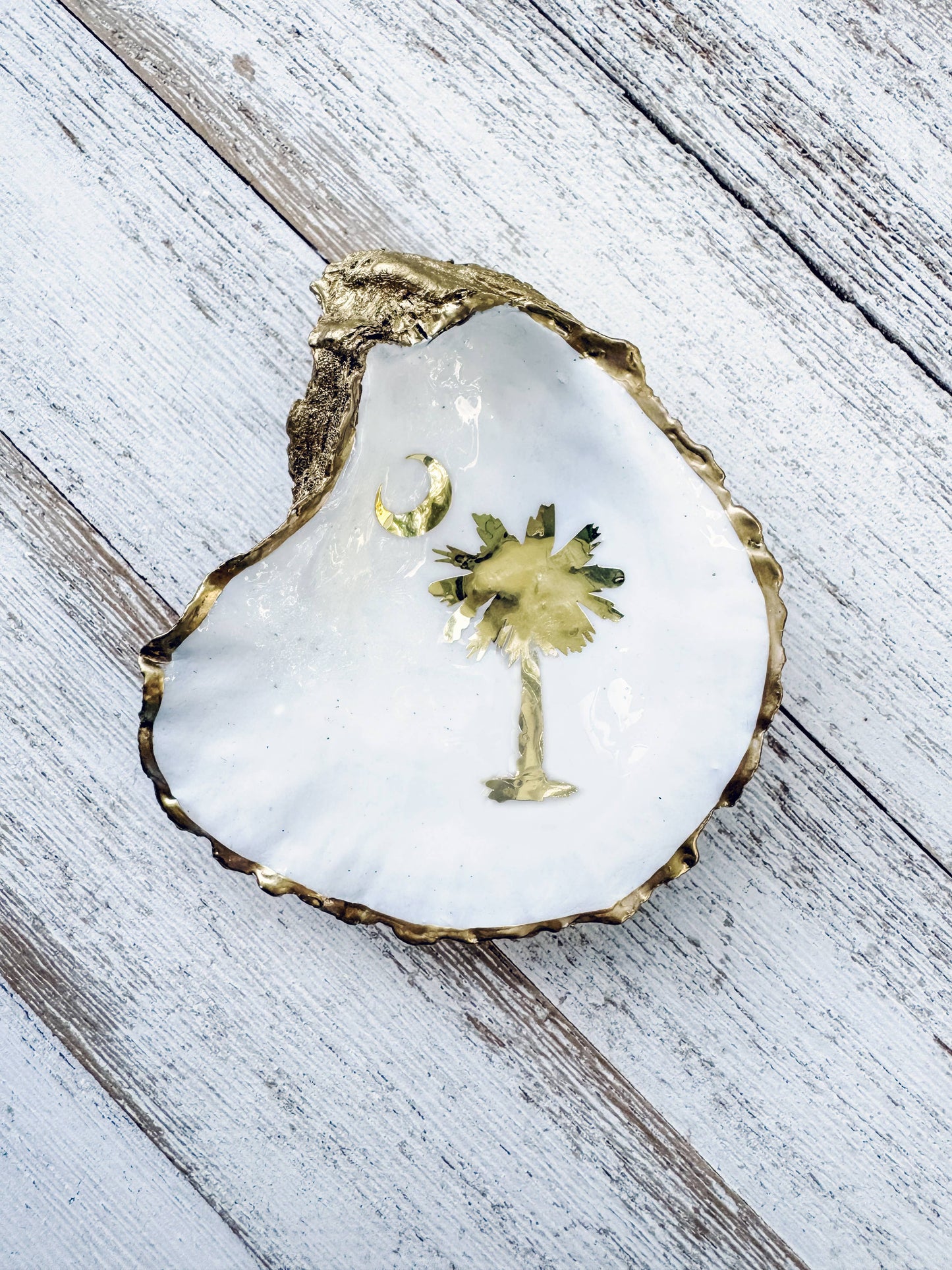 Palmetto & Crescent Moon Oyster Shell Ring Dish