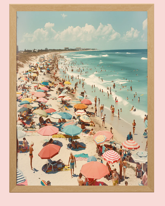 Vintage 1950's Beach Crowd 8”x10” Art Print