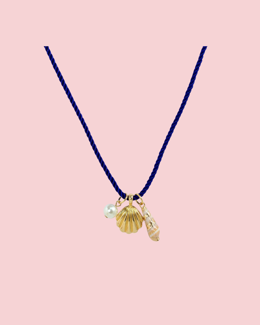 Beach Mode Coastal Blue Deep Sea Treasure Rope Charm Necklace