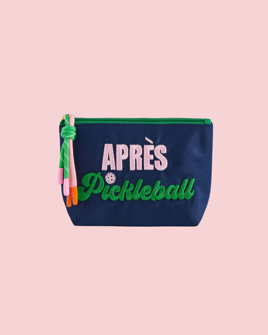 "APRÈS PICKLEBALL" SMALL ZIP POUCH, NAVY