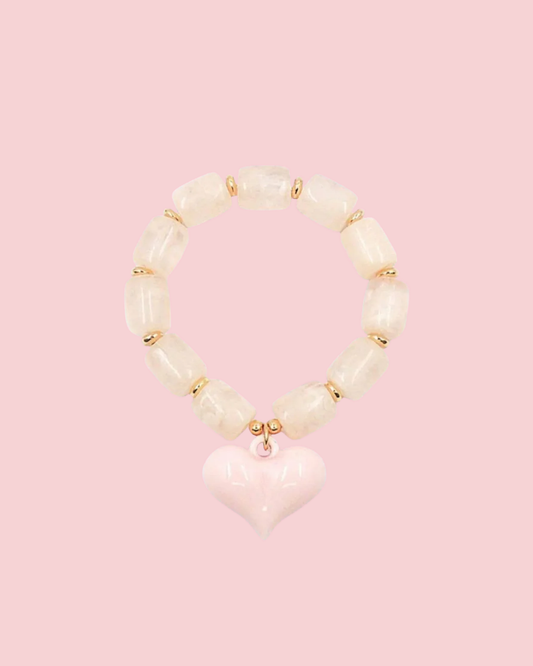 HEART CHARM RESIN STRETCH BRACELET