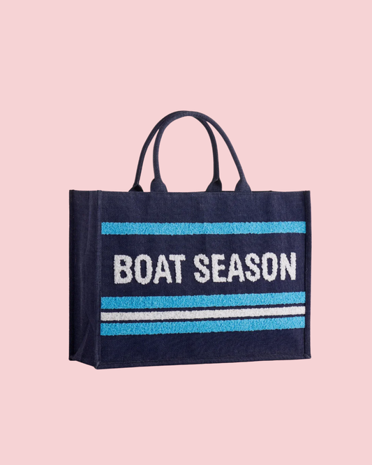 "BOAT SEASON" BEACH BAG, NAVY