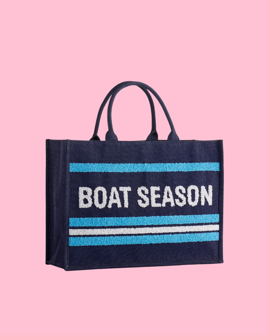 "BOAT SEASON" BEACH BAG, NAVY