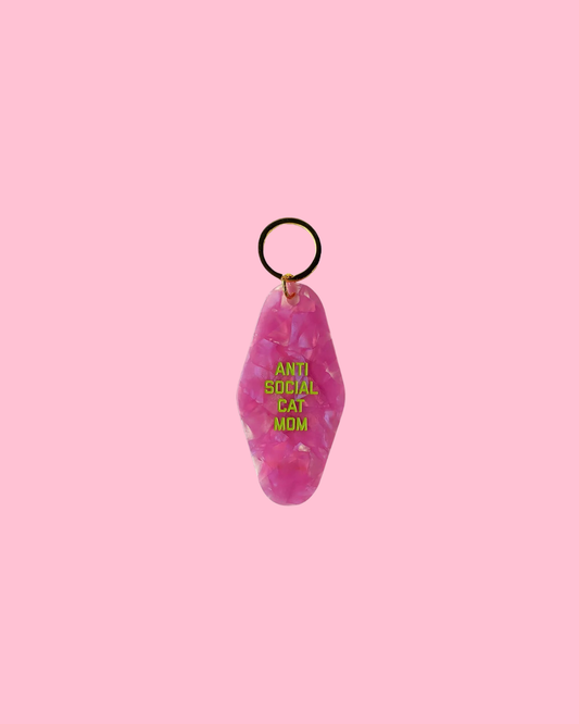 Anti Social Cat Mom Keychain