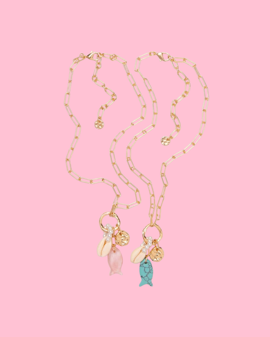 Fish Charm Pearl Seashell Necklace