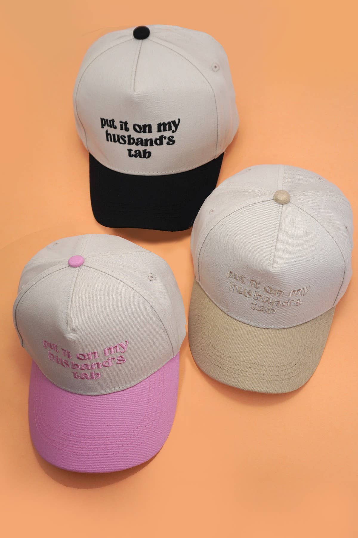 TWO TONE EMBROIDERY WORD BASEBALL HAT CAP
