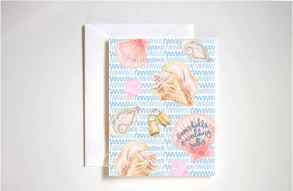 Seashells and wedding bells card
