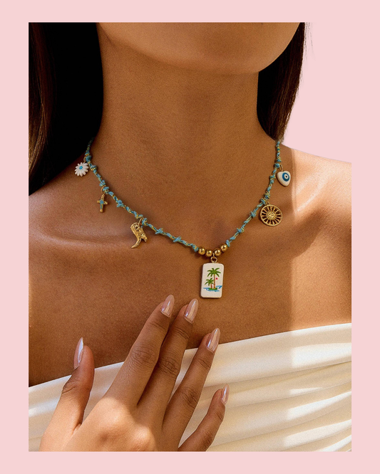 Pêche 18K Gold Non-Tarnish Vintage Charm Rope Necklace