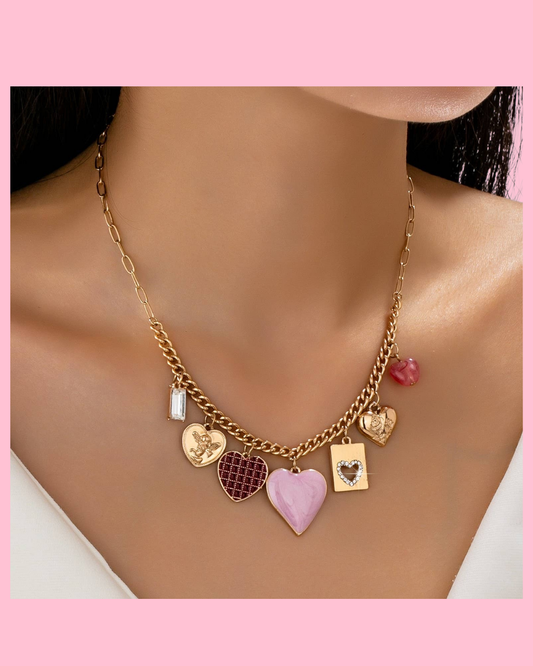 Heart Checker Charm Necklace