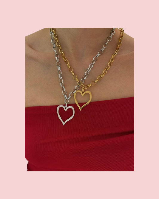 18K STAINLESS STEEL TARNISH FREE HEART NECKLACE